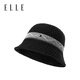 ELLE color-blocked wool knitted hat for women, autumn and winter outdoor fashion, versatile basin hat, warm fisherman hat, classic black