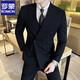 ROMON high-end customized suit men's British style double-breasted business casual suit large size three-piece formal wedding suit 338 black double-breasted single-piece suit XL (125-140Jin Jin equals 0.5 kg)