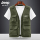 JEEP SPIRIT马甲男户外摄影导演记者钓鱼背心中年无袖上衣大码休闲多口袋大码 卡其 XL