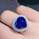 Youxi natural tanzanite ring, love, rich royal blue, collection grade, 18k diamonds, with certificate, blue, 10.02 carats