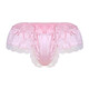 Guzhi large size European and American men's sexy underwear lace transvestite sexy transparent GAY anti-silk cross-dressing sexy thong 0 pink M