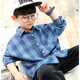 Weiman Fawn Children's Clothing Men's Children's Shirts Boys' Spring and Autumn Plaid Lapel Cardigan Jacket Tops Medium and Large Children's Shirts 208 Blue 120 Recommended height is about 110 cm