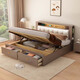 
Yu Feiqi Nordic Solid Wood Bed Double Bed Multi-function High Box Night Light Storage Charging Bed 9901# Bed + Environmentally friendly Brown Pad [0 Glue] 1.5*2.0m (high box with tail withdrawal)