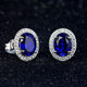 Sapphire 925 silver stud earrings set with colorful sapphire blue corundum tanzanite jewelry earrings plated women's picture color blue earrings pair