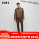 BOSS Motorcycle Leather Jacket Men's Fashionable Casual Stand Collar Sheepskin Jacket 001-Black 50