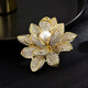 Qianla temperament lotus brooch for women exquisite corsage new trendy flower imitation pearl pin-feel accessories for women X0263 lotus-gold imitation pearl