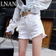 Lnan White Reped Dephings para mujeres 2024 Summer NUEVO VERSATILE VERSATILLO TIEMPO DE LA TIENA HIGA FURA Pantalones de pierna ancha 9903-Código de cintura alta de 28/L Recomendado 100-110Jin [Jin iguala 0.5 kg]