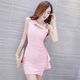Quanyingyue sense sexy hollow air quality celebrity short hip-covering suspender dress cocktail party annual meeting evening dress trendy pink mall quality S recommended 70-80Jin Jin is equal to 0.5 kg