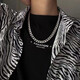 Pei Nanwei Cuban chain necklace men's trendy hiphop high street titanium steel non-fading thick iron chain European and American hip hop free chain titanium steel Cuban necklace 60cm