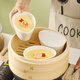Muziqiu ceramic steaming bowl with lid, baby stew pot, small steaming cup, water-proof steamed egg, steamed rice, stewed egg, steamed egg custard special bowl, egg-shaped high-temperature ceramic bowl*3+porcelain lid*3