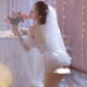 Wedding Dress Pei Jiao focuses on high quality, the bride’s hot and passionate afternoon, white wedding dress, veil + suspender skirt + armbands*2+