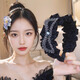 Bai Shilin Lace Velvet Rhinestone Bow Headband Women's Going Out High-end Hairband Headwear High-End Hairpin Valentine's Day Gift Black Rhinestone Bow Headband