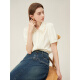 
Fan Silan Jade Crystal Stone Ice Fresh Fiber Shirt for Women Summer Short Sleeve French Heavy Industry Embroidery Shirt 24FS12164 Milk Apricot S