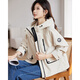 TERRE BLEUE fashionable versatile jacket for women 2025 autumn new age-reducing hooded cardigan windbreaker beige M