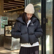 Camel 660 high-coat down jacket for women short thickened windproof hooded bread down jacket for women 724CA6B601B, Phantom Black, Women 2XL
