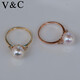 V&C18K diamond Japanese AKOYA pearl ring goddess pink seawater pearl rose gold princess ring 8-9MM 18K white/diamond/upgraded thickened version 9-9.1MM