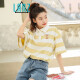 Lan Ye embroidered polo shirt girl's top summer new Korean style small fresh striped short-sleeved T-shirt female students loose cute blue one size