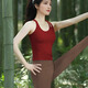Shuangxiu Pilates Yoga Wear Suit for Women 2025 New Summer Thin Style Fitness Wear with Chest Pads Vest-style Sports Top Ankola Red Top XL (120-135)