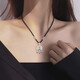Gin Qianhui 999 pure silver safety lock necklace for women, longevity lock pendant, fashionable Valentine's Day birthday gift for girlfriend and wife, longevity safety lock/black rope + jewelry certificate + seven warehouse delivery/next day delivery, exquisite gift box