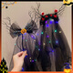 Zi Jiafu Halloween headdress luminous headband elf black veil little girl funny Halloween pumpkin accessories hairpin devil horn headband with light