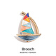 Qlady colorful sailing brooch, high-end female cute, light luxury, smooth sailing corsage, temperament, anti-exposure decorative pin, suit clothes, fashion jewelry, birthday gift for elders, wife and colleagues