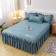 Yun color pure cotton bedspread bed skirt style bed set sheet set 1.5 meters 1.8 Simmons dustproof protective cover pure cotton non-slip bed sheet blue 150x200cm bed skirt + pillowcase 2 pieces