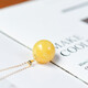 Xuanxia natural beeswax single bead necklace with certificate, women's pendant, clavicle chain, holiday gift for wife and girlfriend, beeswax approximately 14 round beads inlaid with 18K gold buckle head pendant