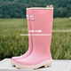 傲列2024新款高筒雨鞋女款成人时尚雨靴防水胶鞋日韩长筒水鞋雨鞋 粉色【37cm高筒】 41