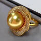 Fat Donglai's same style South Sea gold bead ring Philippines 18K gold diamond rich gold 15-16 shell pearl 15-16MM South Sea gold bead ring