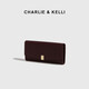CHARLIE&KELLI brand CK light luxury bag women's bag card bag women's long wallet simple multi-card slot clutch black