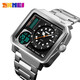 
Shikmei (skmei) men's multi-function watch outdoor sports dual-screen business fashion retro large dial stainless steel quartz watch luminous waterproof electronic watch 1392 silver