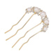 Two Worlds U-shaped golden hairpin for women, imitation pearl rhinestone wavy hair comb, elegant ball head, new Chinese style hairpin, French wavy hair comb