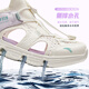 ANTA children's beach shoes, men's and women's sandals, summer breathable Baotou PE class students' amphibious river-tracing shoes, women's model, ivory white/mist purple-5 38, shoe inner length 24cm