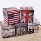 Chenzhi Shangpin retro printed coated storage stool storage box multi-functional covered folding storage stool shoe stool storage stool iron tower 30*30*30cm