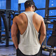 Lutielang professional fitness clothes loose quick-drying sleeveless blouse muscle training racer vest running sports men beige color L