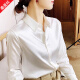 Huamanfuyu light luxury high-end brand mulberry silk top for women white inner base heavyweight 35 mmi silk shirt long sleeves lined with white L