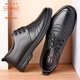 Dragonfly brand men's leather shoes new top layer cowhide soft sole soft leather casual shoes versatile breathable wear-resistant formal business men's shoes black lace-up style 39