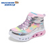 Skechers children's snow boots autumn and winter warm sports shoes girls comfortable flashing casual cotton boots 302677L