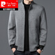 Pierre Cardin 2023 Neue Wolljacke Herrenherbst- und Herbst -Standkragen kurzer Wollmantel warmes Oberteil dicker Strick 08573 Grau 170m