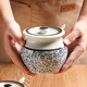 Baijie lard jar ceramic large capacity high temperature resistant seasoning jar lard jar chili jar Chinese lard cup + spoon 700ml