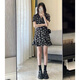 Xihan French floral dress new 2024 summer women's skirt summer black slimming goddess style short skirt black floral dress