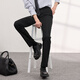 Jingjing Tokyo-made trousers men's casual trousers straight anti-wrinkle plus velvet suit men's trousers gift black 34