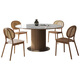 Gaode Meiju solid wood round dining table home modern simple log big round table new pearl litho board round dining table chair combination wasaki style 150 round table + 90 turntable (new pearl) + CY684*6