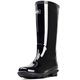 Pull back men's high school boots adult rain boots rubber shoes overshoes waterproof shoes water boots XHL38-B black high boots 42