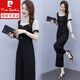 
Pierre cardin short-sleeved chiffon wide-leg jumpsuit set for women 2024 new fashion style summer thin all-in-one jumpsuit [1098%23] apricot jumpsuit M Recommended 95-105Jin [Jin equals 0.5 kg]