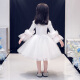 Xiaoka Yi Nong Girls' Dress Temperament Flower Girl Wedding Dress Little Girl Princess Dress Children's Piano Performance Clothes Winter Long Sleeve White F462 Lantern Sleeve (Spring and Summer Style) 130cm