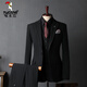 Woodpecker (TUCANO) Striped Suit Men's Full Groom's Suit British Style Groomsmen's Clothes Business Formal Wedding Suit Men's Black (suit + trousers) 50/L (112-125Jin Jin equals 0.5kg)