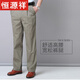 Hengyuanxiang de algodón puro de alta gama Puerto doble plisado Pantalones casuales para hombres Papi Spring y Autumn Ropa de primavera y pantalones de edad avanzada de mediana edad y ancianos