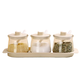 Xu Nian seasoning box set household kitchen seasoning jar combination multi-grid salt, MSG and pepper storage condiment seasoning jar, three pack + base + measuring spoon, sealed and moisture-proof
