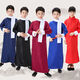 Qinsuluo children's cross talk performance costumes May 4th Republic of China coat boy storyteller Chinese Hanfu robe groomsmen performance clothes burgundy without scarf 150